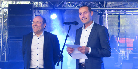 Josef Filtvedt (t.v.) og Henning Solberg feirer at Dynatec er 30 år.